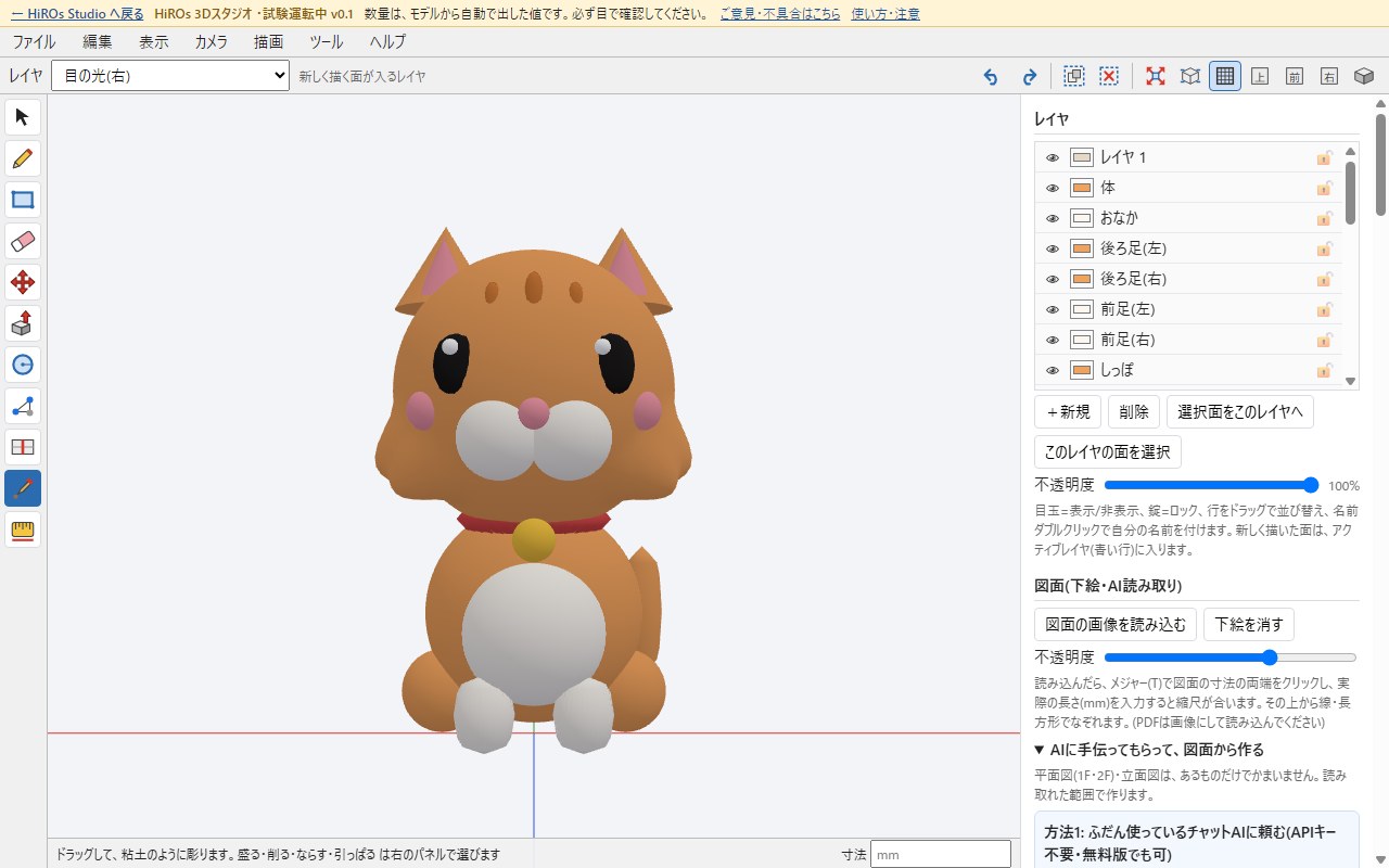 頭の左右の下が、外へ引き出されて、ほっぺの毛になった猫